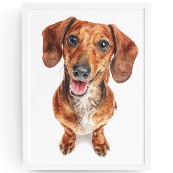 Watercolor Dachshund Dog Portrait Art Print – Unframed Fine Art Poster - Picture 1 of 5